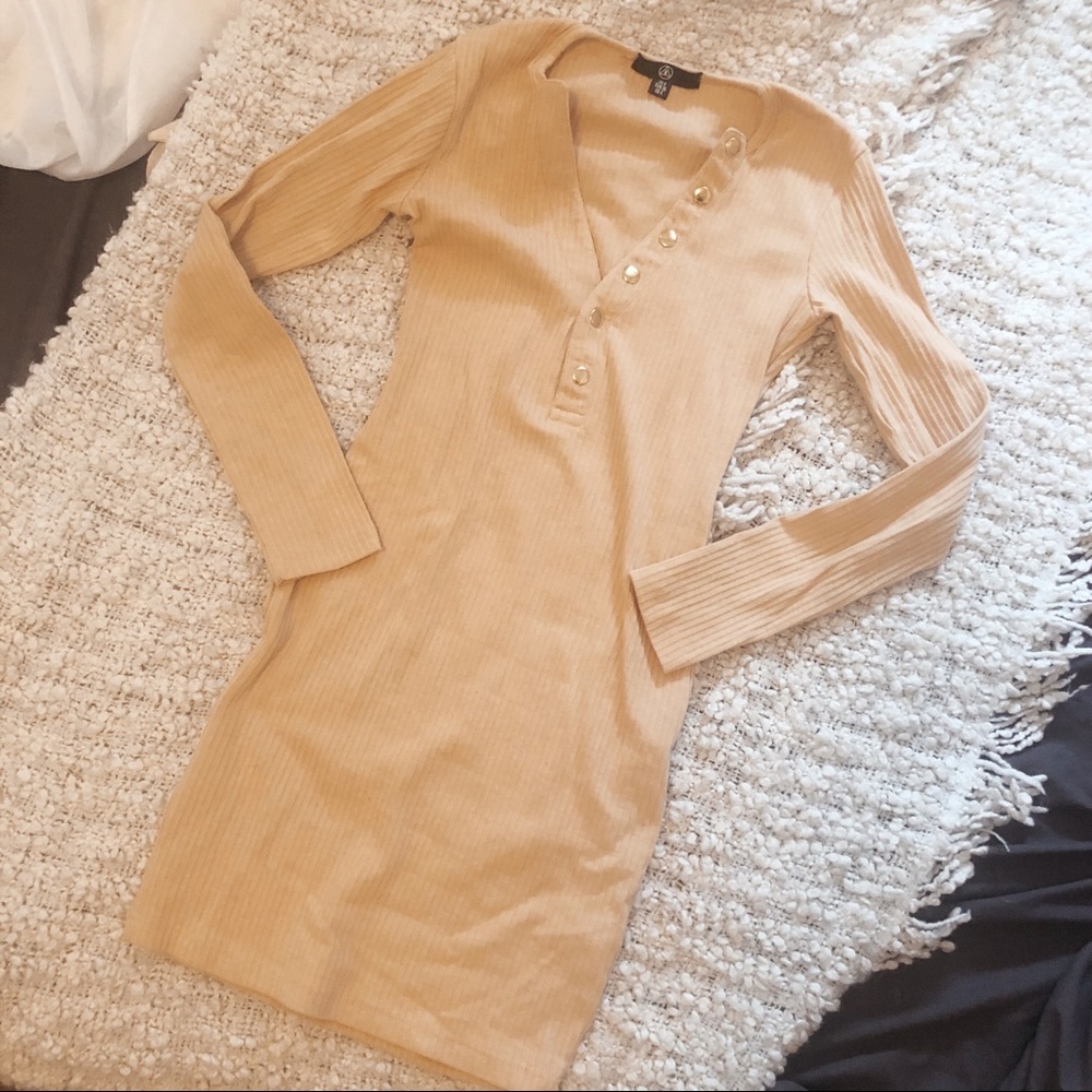 missguided tan bodycon dress